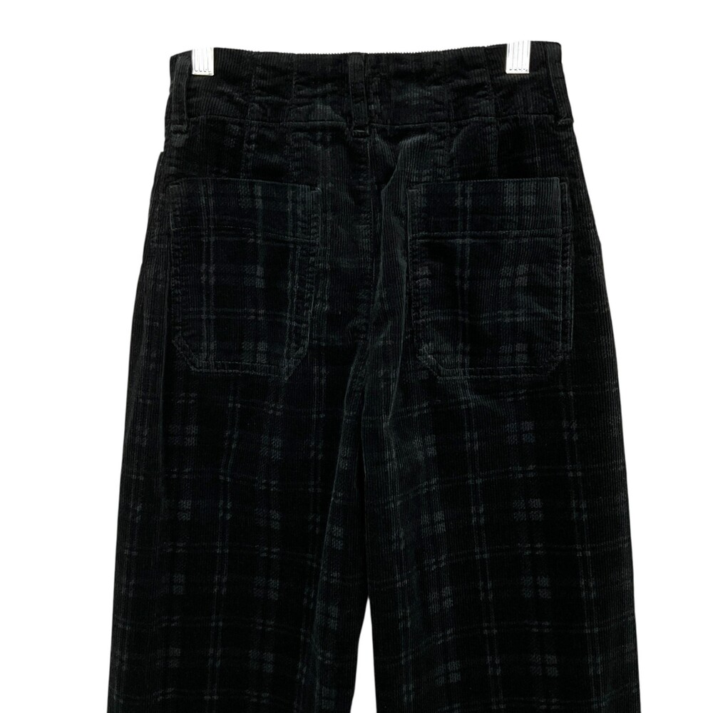 Maeve Anthropologie Colette Plaid Corduroy Crop Wide-Leg Pants Black Size 26 - Picture 4 of 7